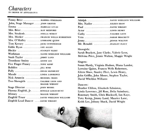 Funny Girl programme and cast list starring Barbra Streisand, Michael Craig